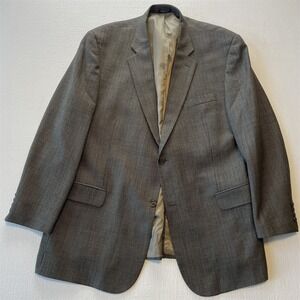 Chaps Ralph Lauren 48L Brown Soft Tweed Check 100% Wool Blazer Jacket Sport Coat